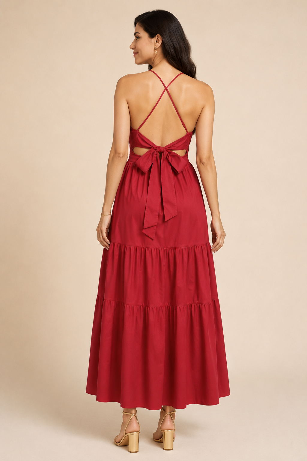 Eloise Poplin Tie Back Midi Dress