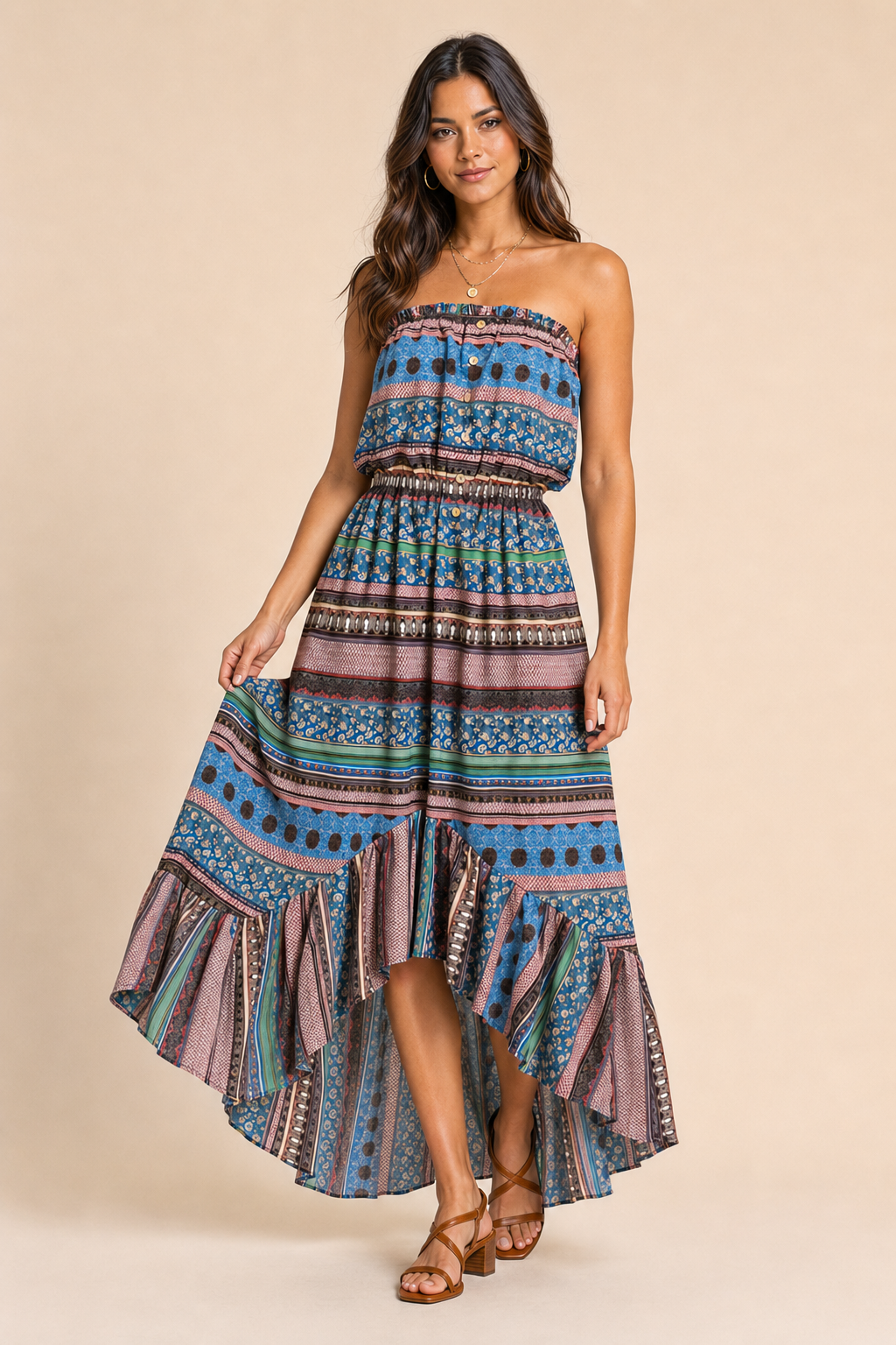 The Ocean Drift Strapless Maxi Dress
