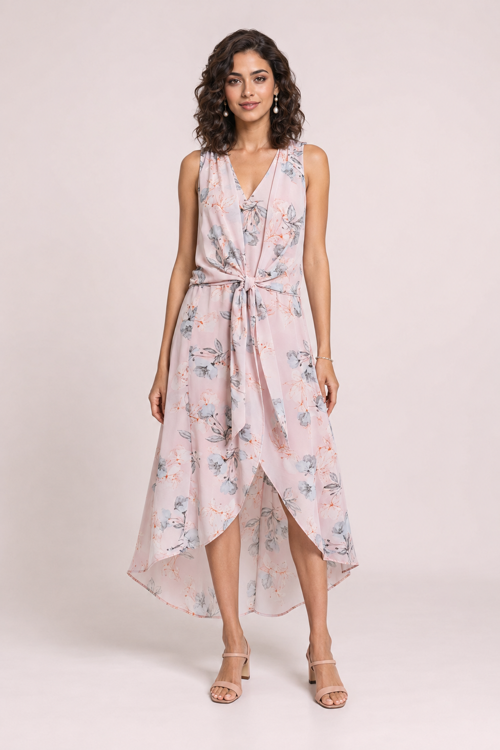 Soft Bloom Wrap Midi Dress