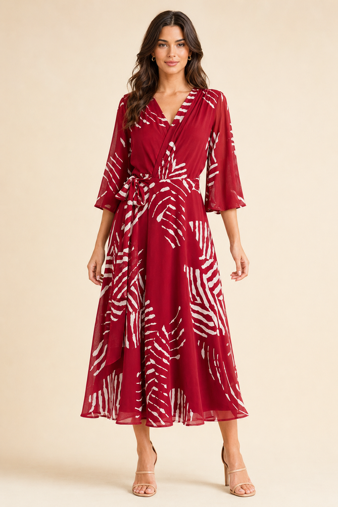 Sangria Shores Wrap Midi Dress