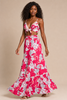 Flamingo Bloom Floral Crop Top Maxi Skirt Set