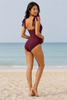 Ruched one-piece swimsuit front view