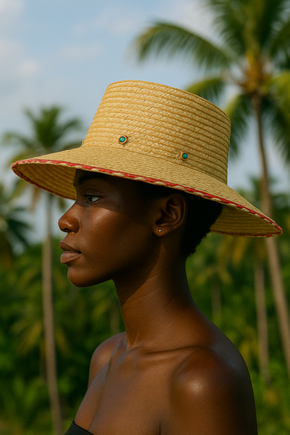 Festival Bucket Straw Hat with Rhinestone Embellishments