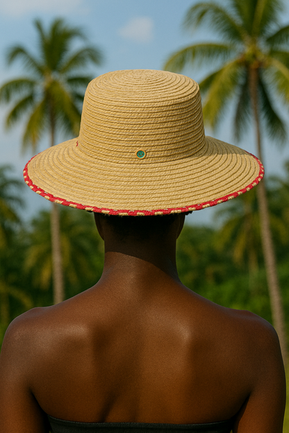 Festival Bucket Straw Hat with Rhinestone Embellishments