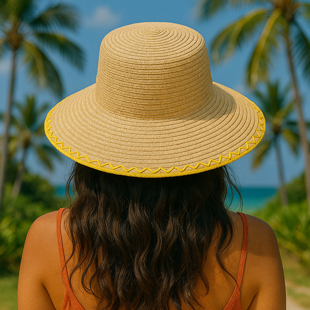 Festival Bucket Straw Hat with Rhinestone Embellishments
