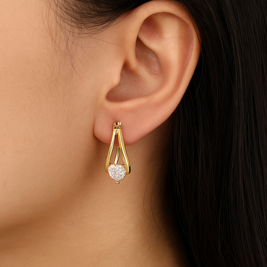 Teardrop Rhinestone Pincatch Earrings