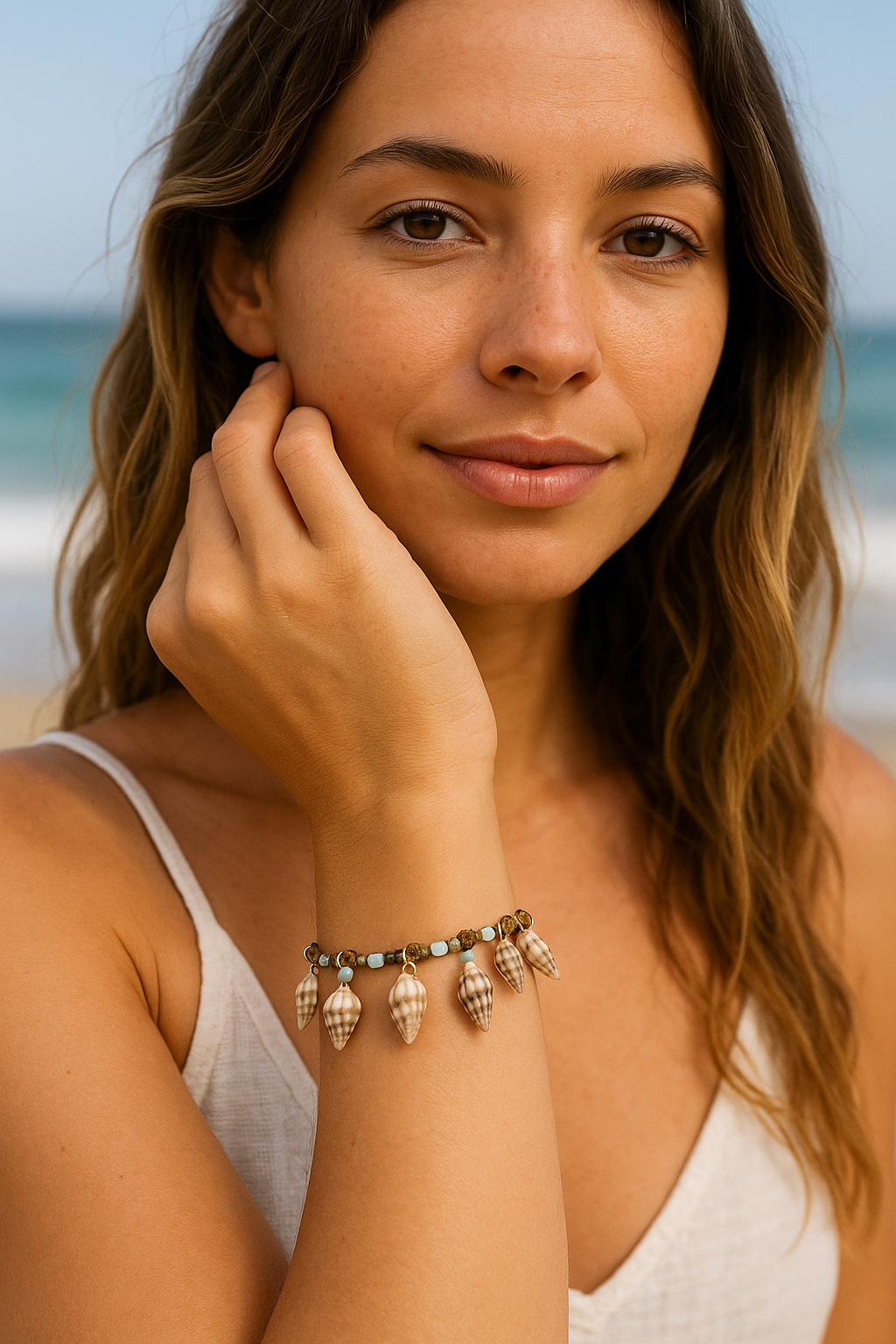 Handmade Tweed Shell Bracelet