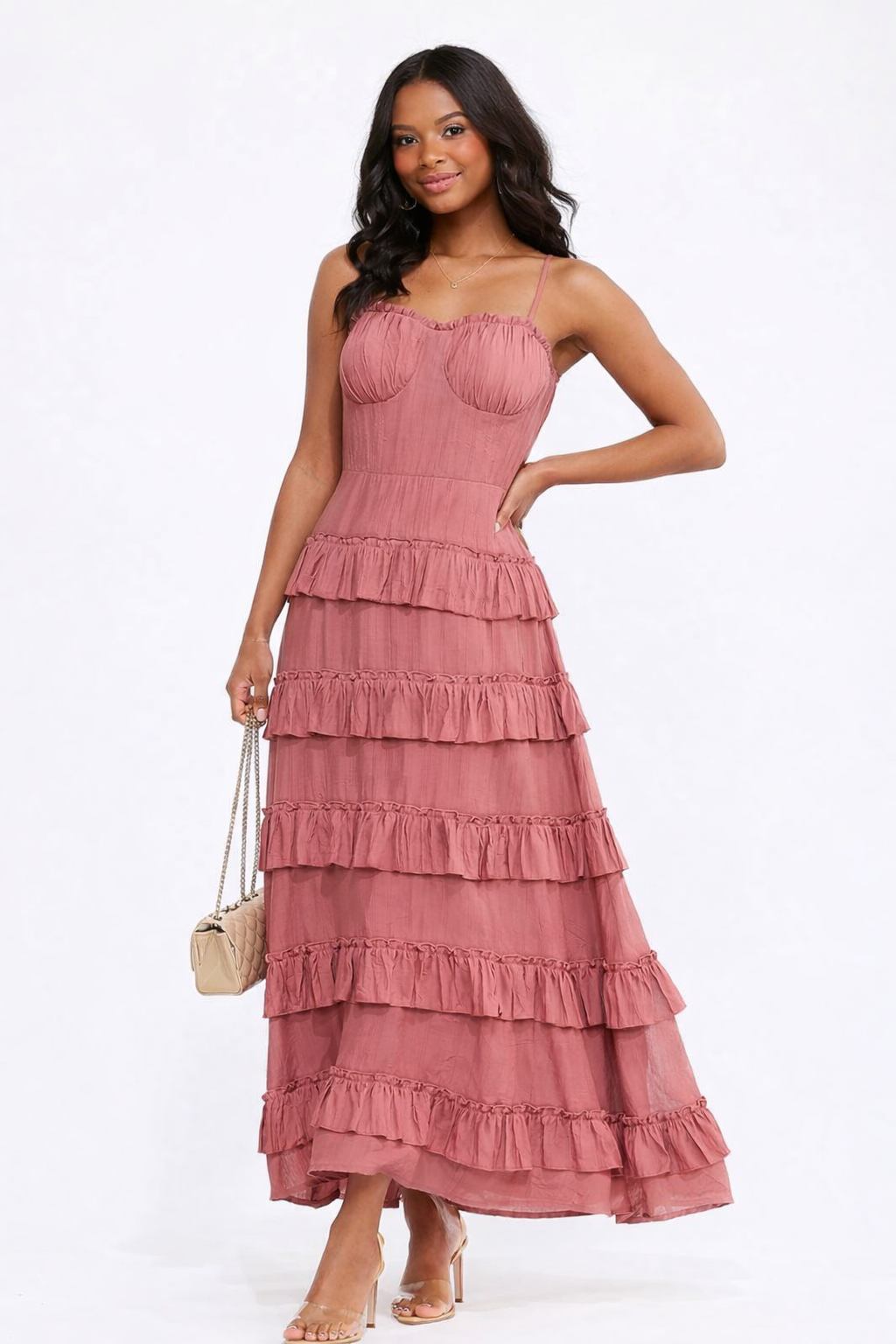 The Serenity Ruffle Tiered Maxi Dress