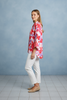 Dolman sleeve floral button-down shirt
