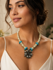 Magnesite turquoise disc bead necklace in sterling silver