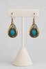 Handmade teardrop calcedony mixed metal earrings