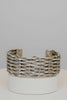 Handcrafted silver tone basket weave cuff bracelet