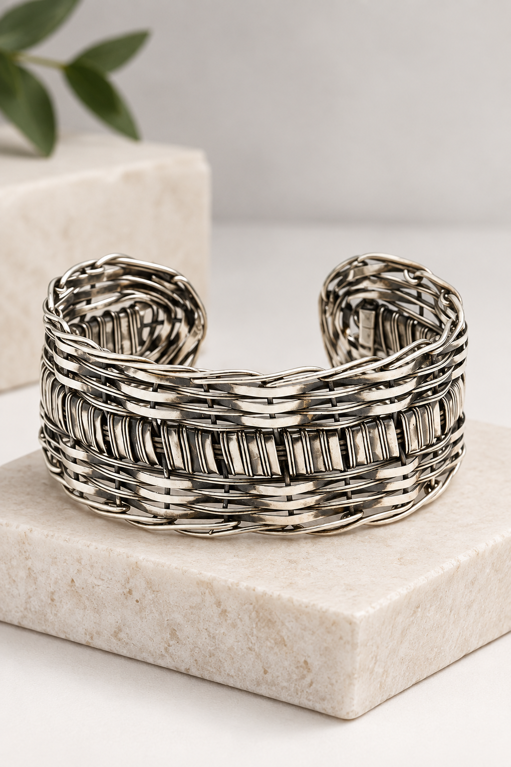 Silver Weave Luxe Cuff Bracelet