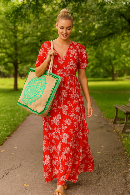 SOL SPIRIT BOHO FLORAL TOTE BAG
