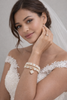 Clover charm and pearl beaded bracelet set