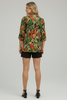 Tropical floral longline open-front blazer
