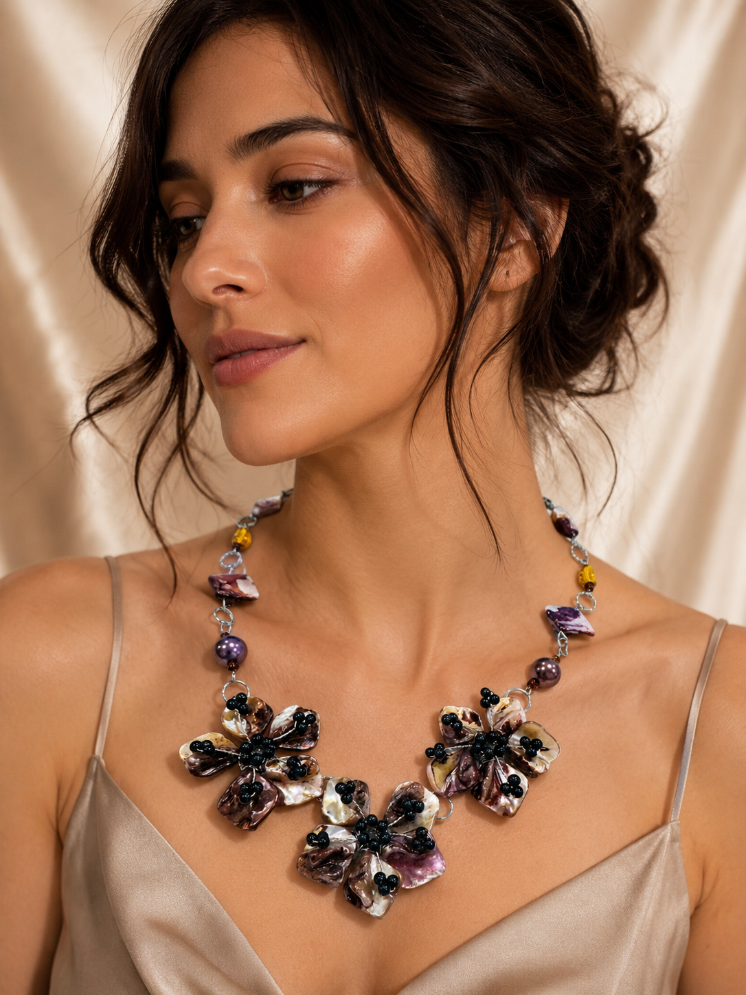 Mandalay Noir Floral Necklace