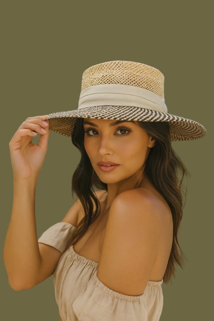 Havana Halo two-tone straw hat with white band