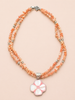 Sterling silver necklace with pink coral and pearl flower