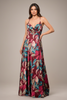 Open-back floral wrap maxi dress