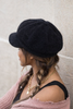Newsboy cap in eyelash knit close up