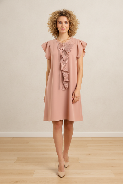 Dewdrop Ruffle Trim Bodice Mini Dress