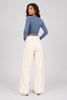 High-waisted gray blue wide-leg pants