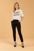 Sequin graphic blouse with bold design