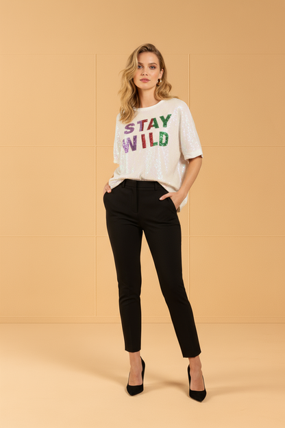 STAY WILD SEQUIN GRAPHIC TOP