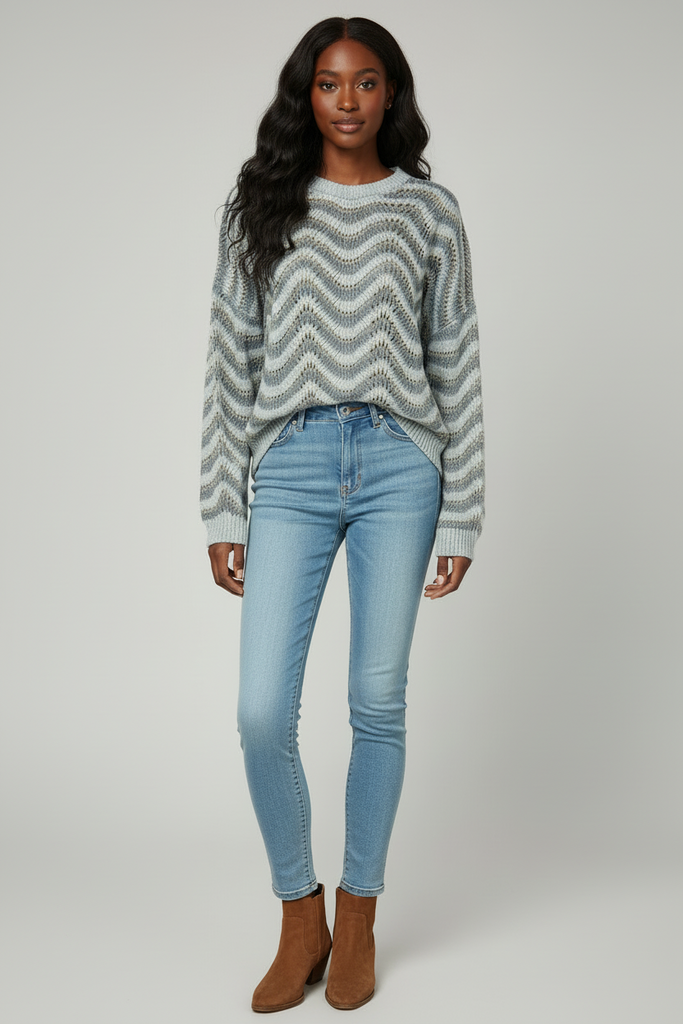 Zen Wave striped oversized sweater