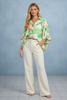 Floral rush print dolman sleeve button-down shirt