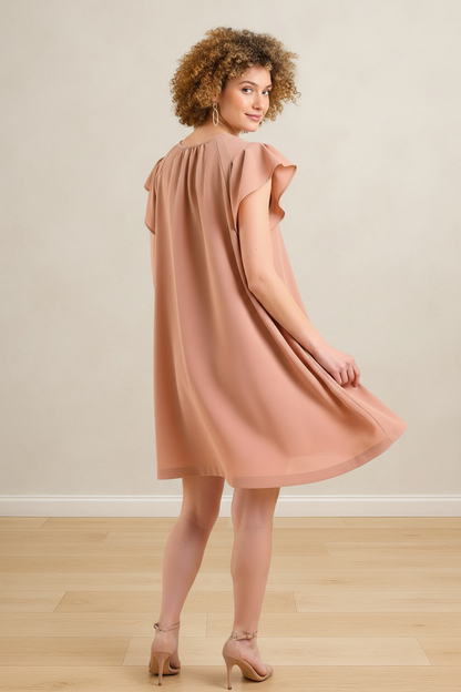 Dewdrop Ruffle Trim Bodice Mini Dress