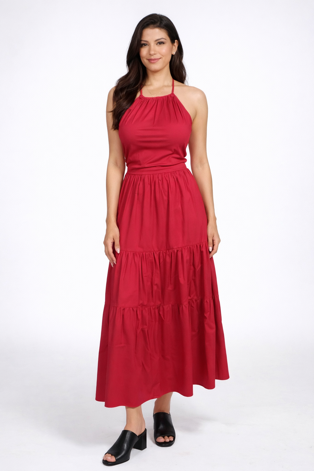 ELOISE POPLIN TIE BACK MIDI DRESS