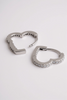 Heart hinge hoop earrings with cubic zirconia
