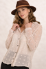 Fedora hat with brown tie trim