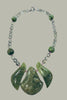 Green fluorite statement necklace with lampwork beads