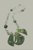 Green fluorite and pink Swarovski crystal necklace