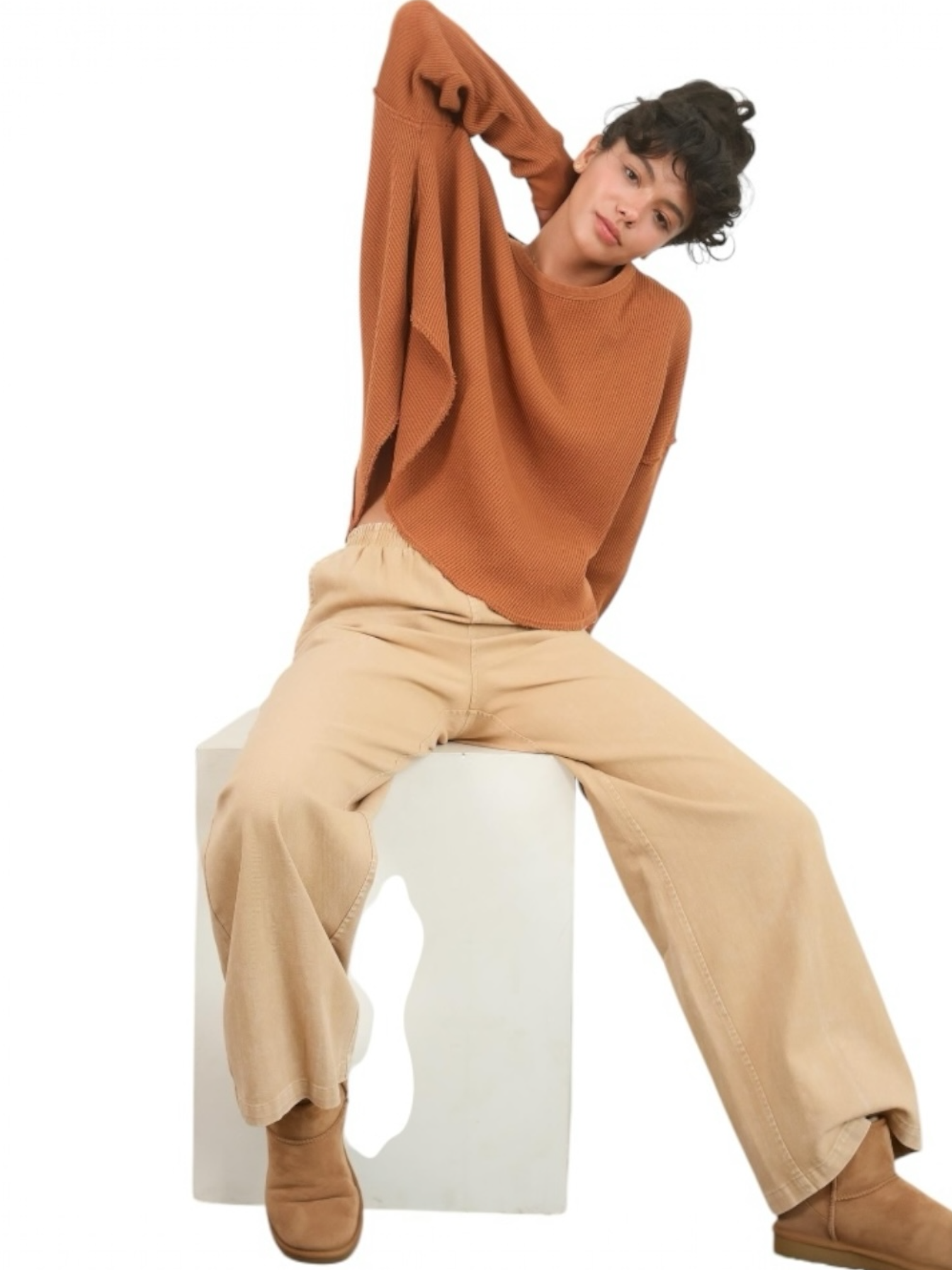 Elastic Waist wide Leg Pants