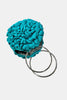 Embossed knit rose bag with steel handles