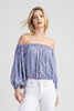 Puff sleeve top with delicate embroidered detail, back view