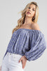 Breezy embroidery top with feminine off-shoulder neckline