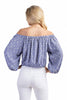 Embroidery novelty top in cotton-polyester blend, front close-up