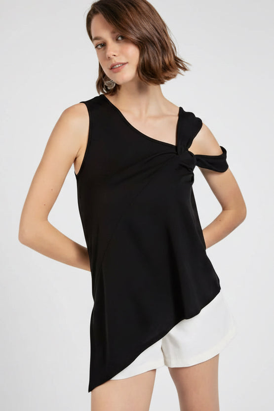 EDGE THEORY ASYMMETRICAL TWIST NECK TOP