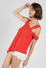 Asymmetrical neckline twist top
