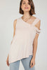 Asymmetrical twist neck top, relaxed fit