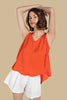 Reversible satin top, close-up of knot detail