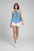 Luna knot satin top, casual day styling