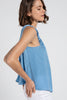 Front and back reversible satin knot top, close-up