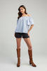 Off-shoulder top with front pocket front view
