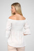 Cotton cloud twist-front off-shoulder top, styled on model